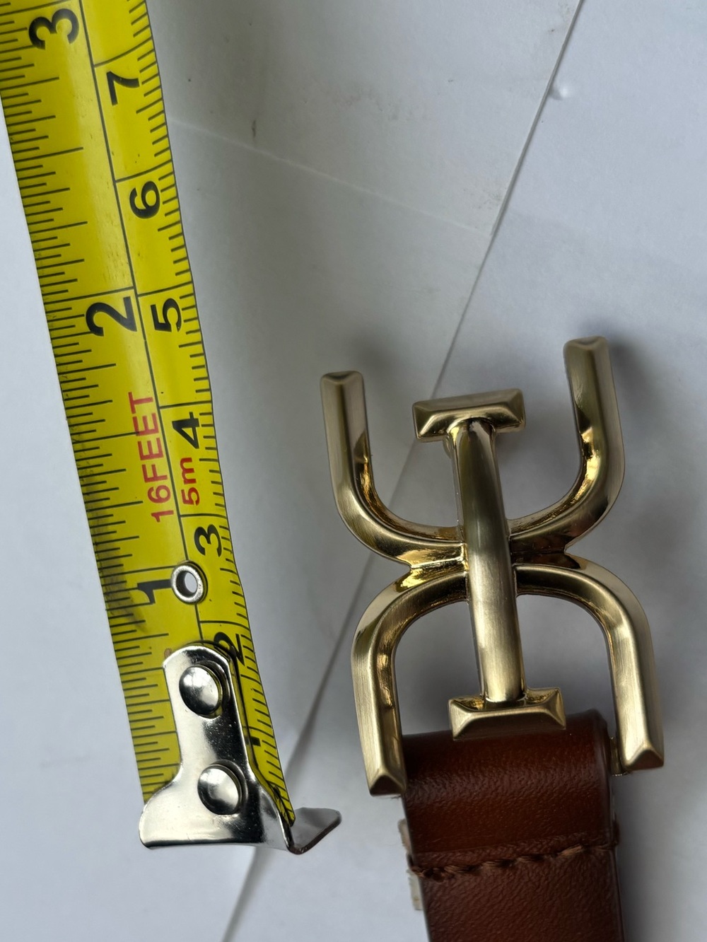 Sam Edelman New York Brown Leather Belt with Gold Tone Buckle Womens Size XL - Picture 8 of 11